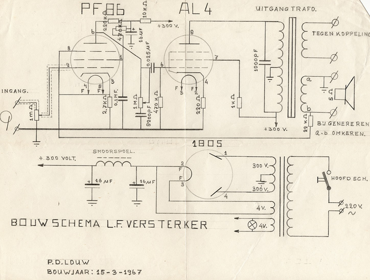 Schema mono gebouwde versterker 1967